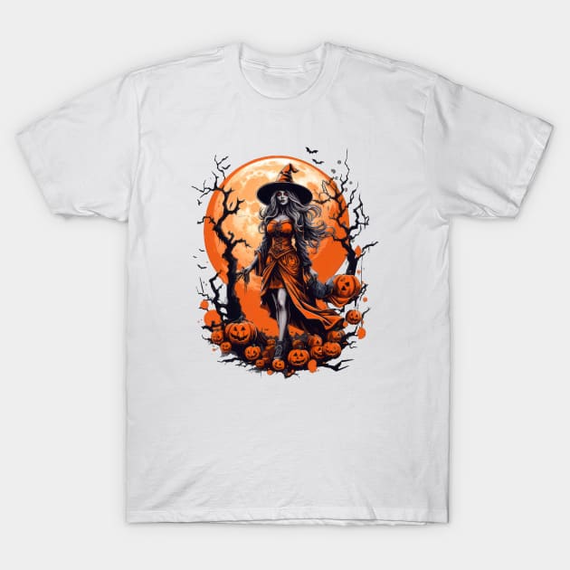 Moonlit Halloween Sorcery T-Shirt by TooplesArt